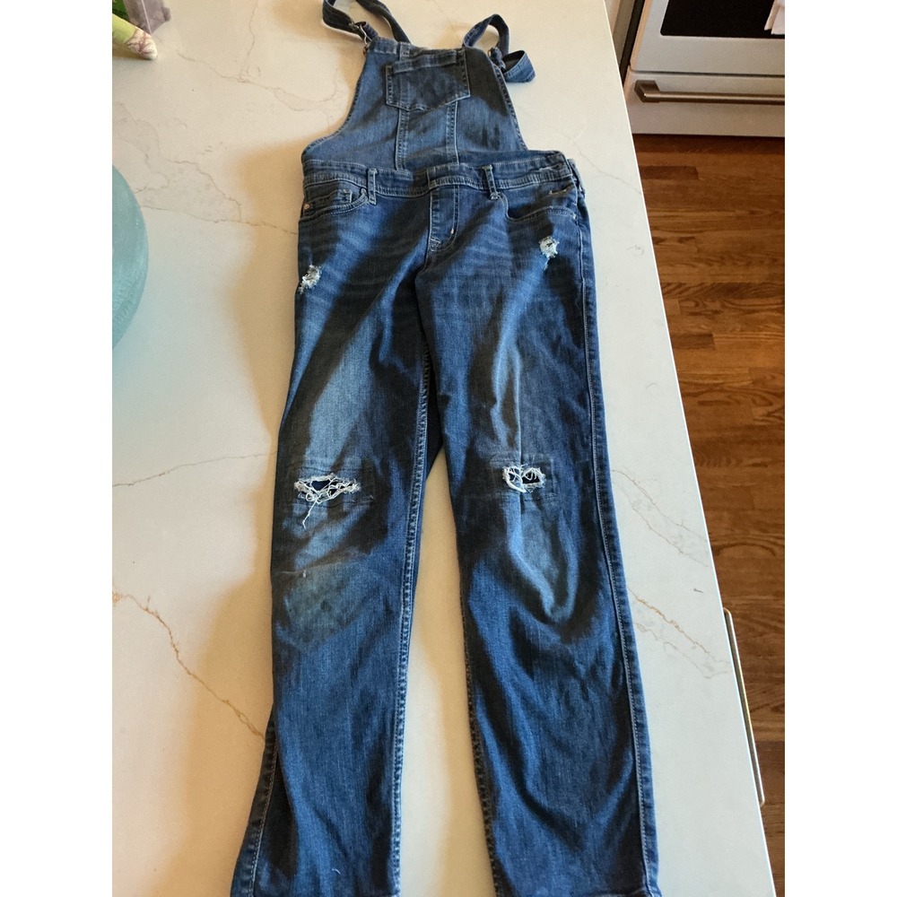 Abercrombie Kids Distressed Denim Overalls Medium Wash Size 13/14